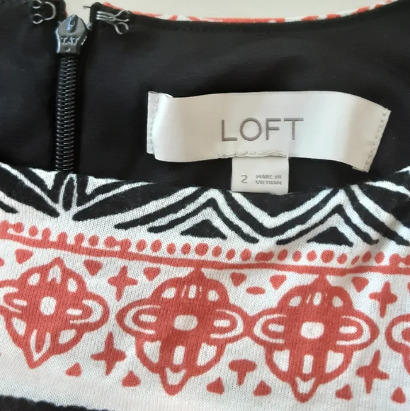 LOFT Riverwalk Fit and Flare Abstract Stripe Print Sleeveless Dress Sz 2 - Picture 8 of 9